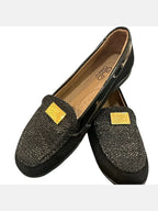 Mocassin preto pele pedraria Dona V