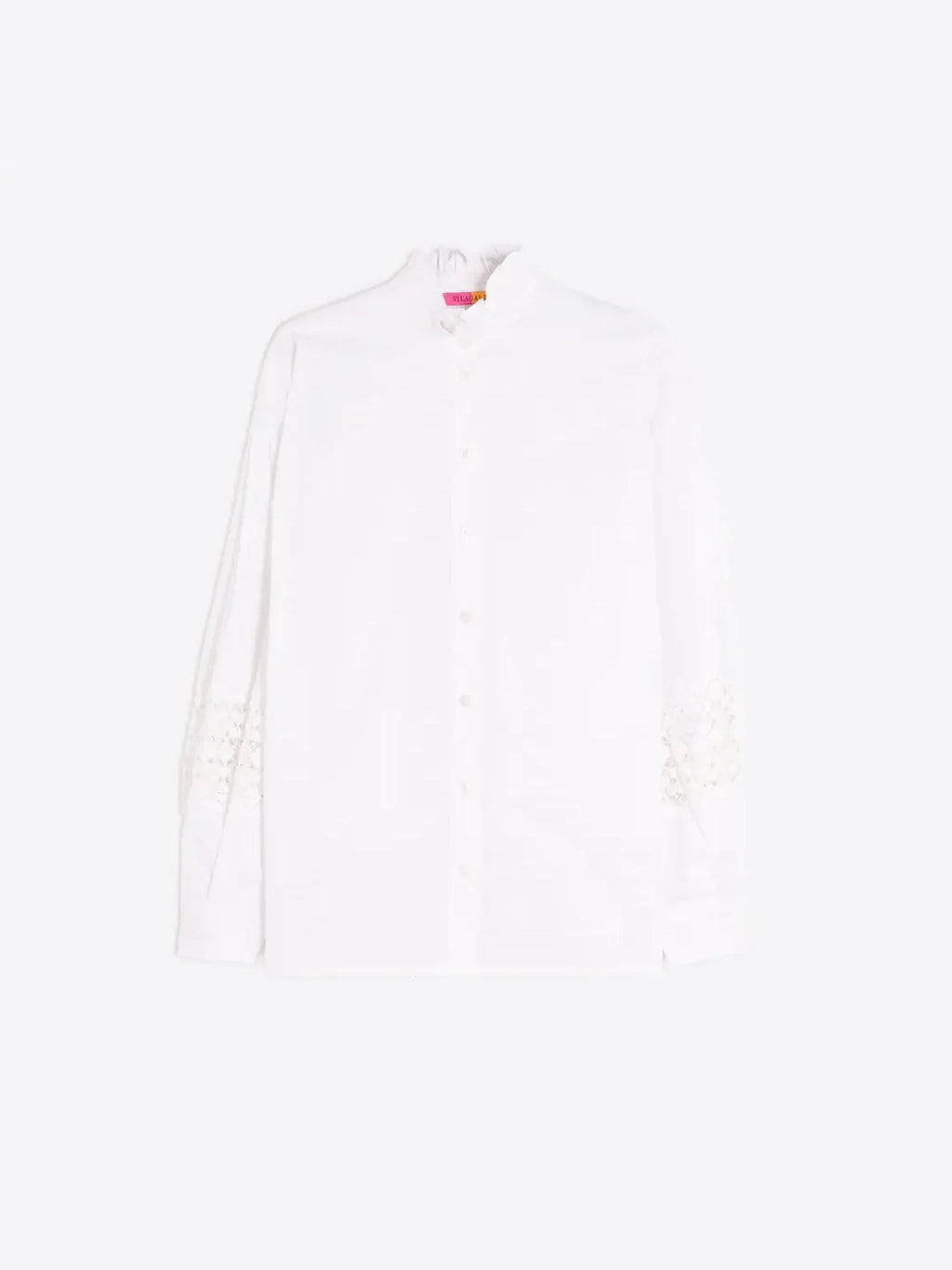 Camisa branca de popelina com renda