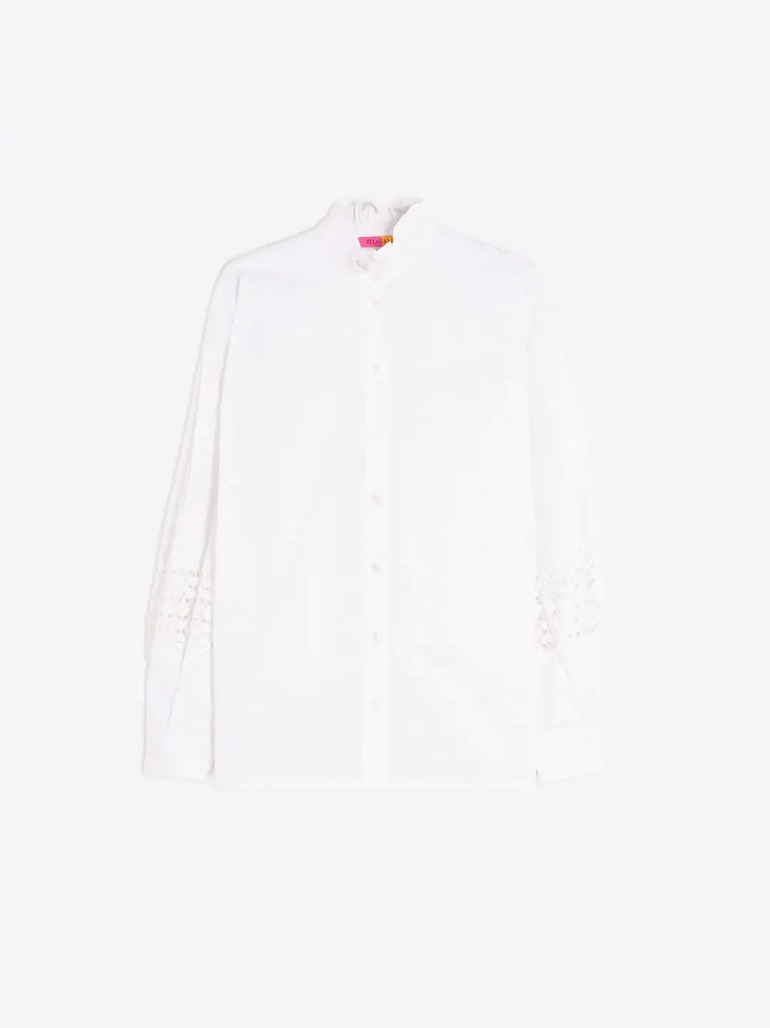 Camisa branca de popelina com renda