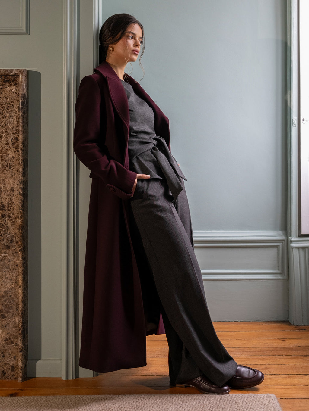 Calça de riscas bordeaux Cristina Barros