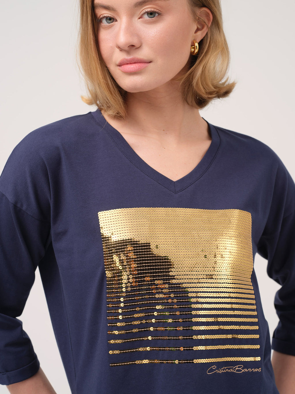 Camisola com mangas 3/4 e lantejoulas Cristina Barros – imagem 4