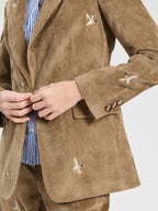 Blazer Vilagallo em bombazina camel com bordados
