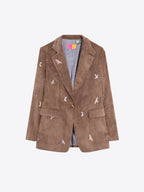 Blazer Vilagallo em bombazina camel com bordados – imagem 4