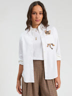 Camisa branca Vilagallo Cat com gato bordado – imagem 2