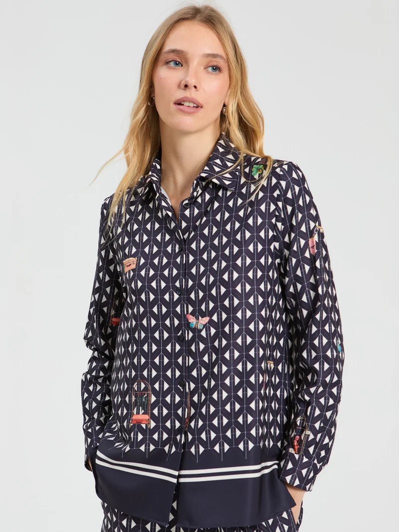 Camisa Vilagallo com padrão geométrico