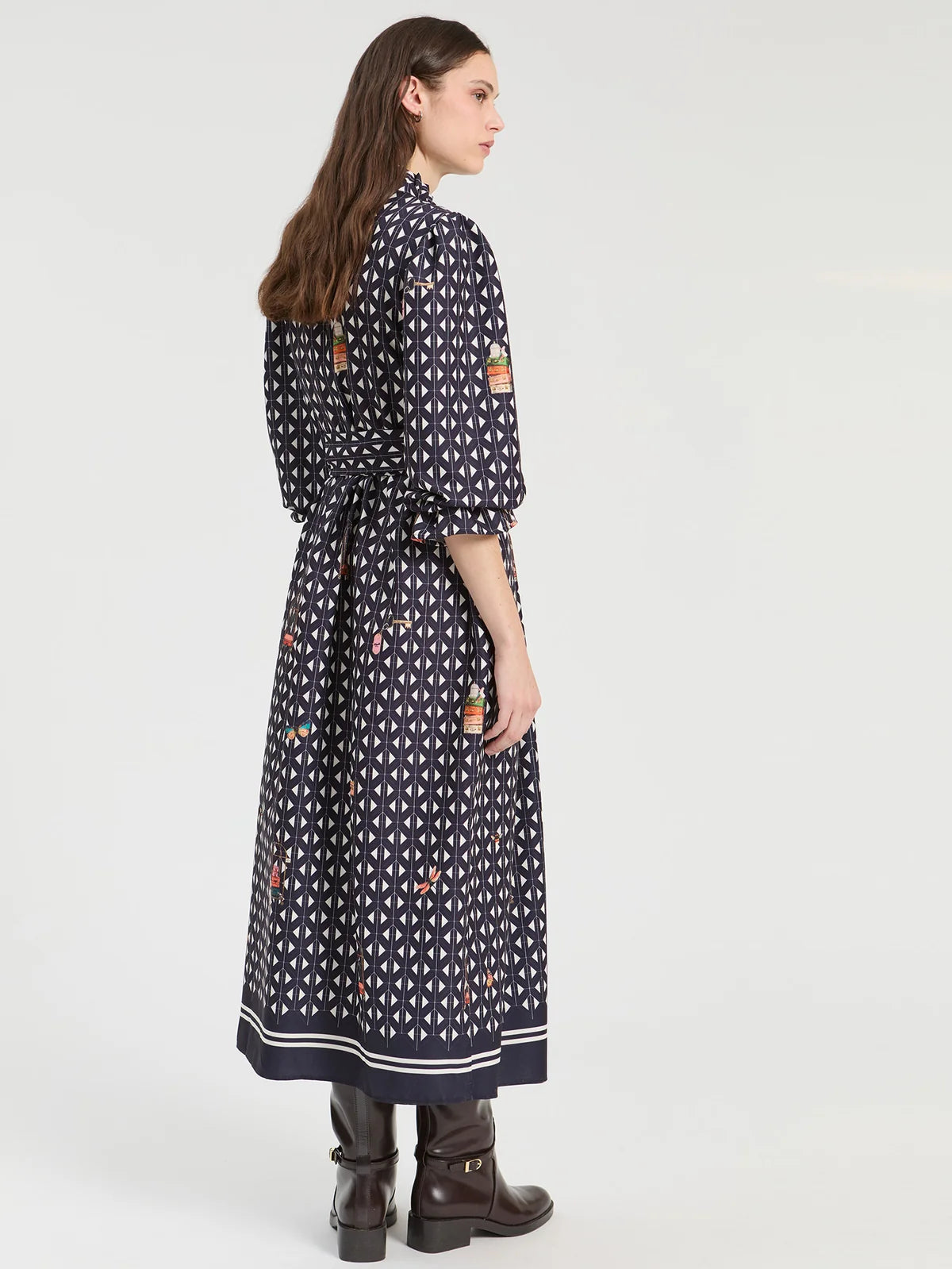 Vestido Vilagallo azul-marinho com padrão geométrico – imagem 2