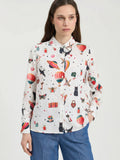 Camisa Vilagallo em seda com estampado de cupidos