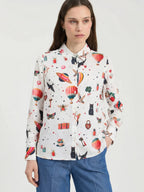 Camisa Vilagallo em seda com estampado de cupidos