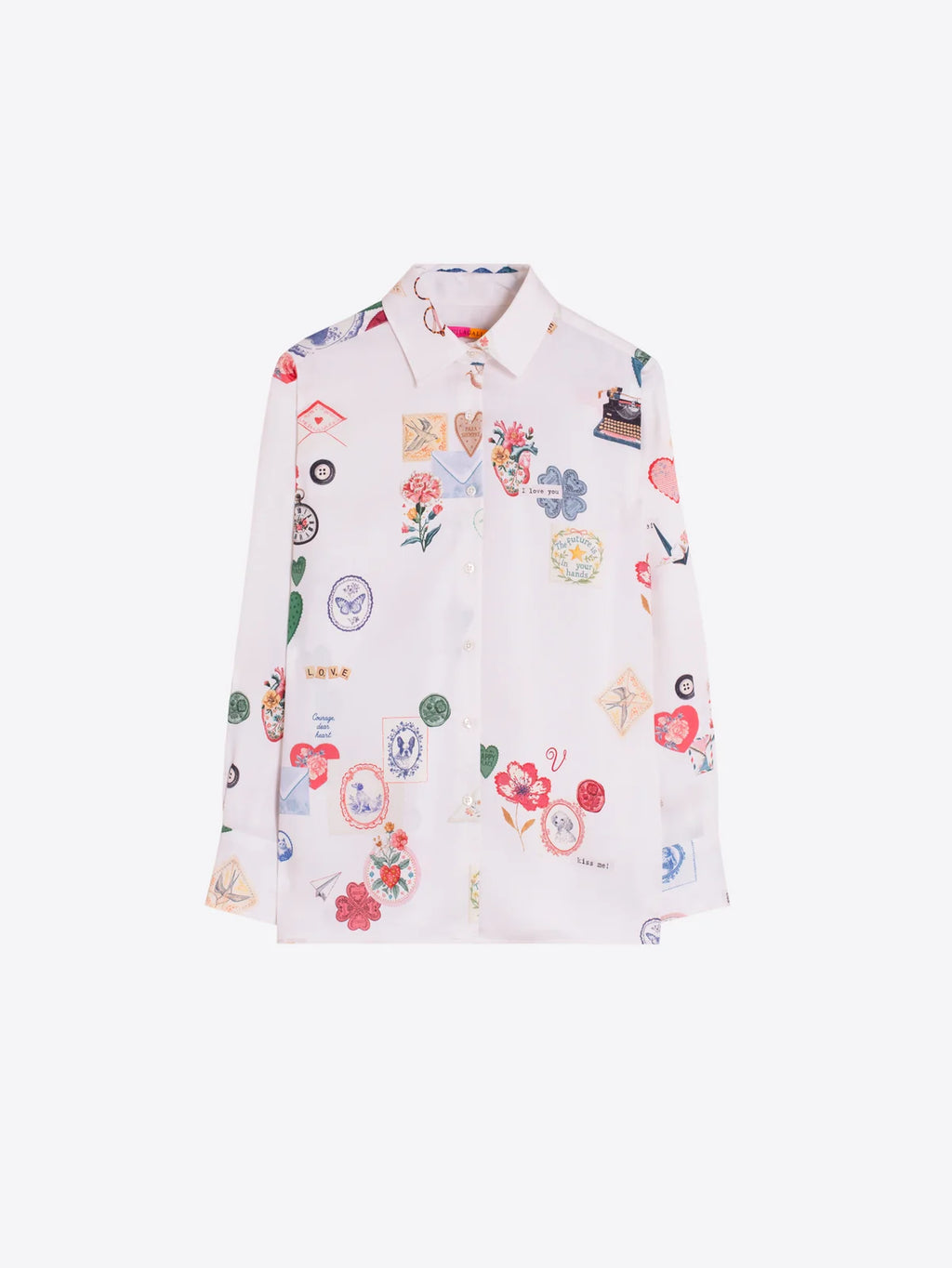 Camisa Vilagallo em seda com estampado de cupidos – imagem 2