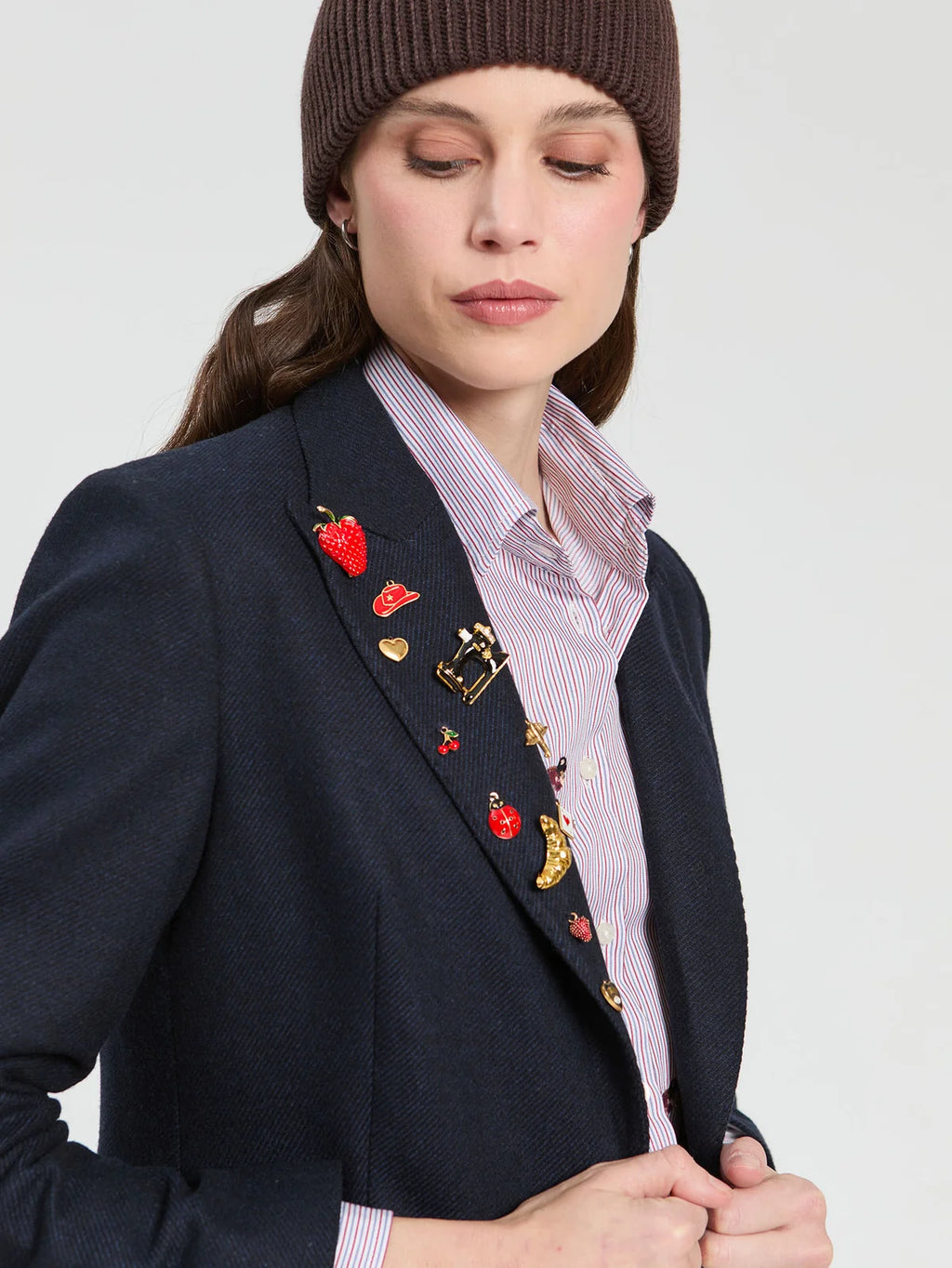 Blazer Vilagallo azul-marinho com aplicações