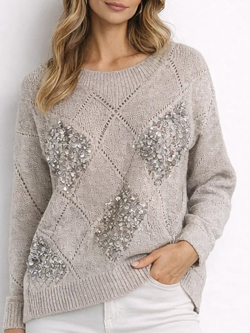 Camisola de malha com losangos e lantejoulas Maïttè
