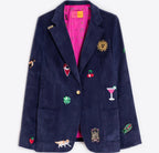 Blazer de Veludo Azul-Marinho com Bordados Vilagallo
